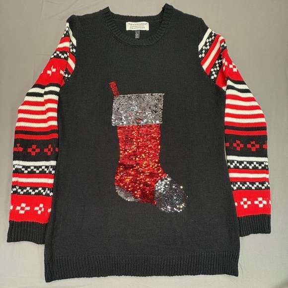 Tiara International Sweaters - Tiara International UglyChristmas Collection Sweater Women’s LG Sequin Stocking